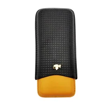 Чехол COHIBA с 3 держателями, черный, красный, для путешествий, из искусственной кожи, для сигар, обернутый Кедровой трубкой, мини-сигарная коробка для хьюмидора с красивой подарочной коробкой