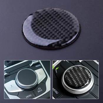 

beler Carbon Fiber Black Car Multi-Media Control Knob Decor Sticker Fit For Audi A3 S3 8V 2014 2015 2016 2017 2018 2019