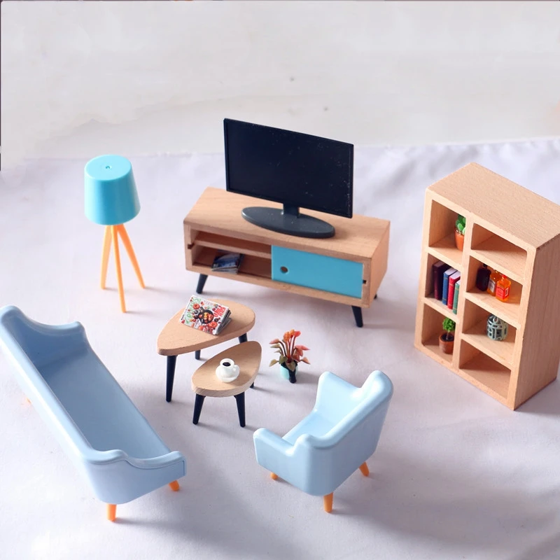 Muebles en miniatura para casa de muñecas, armario de TV de madera, accesorios para el salón, alta calidad, 1 Juego, 1:12