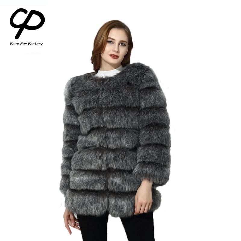 CP искусственный мех фабричное стандартное Женское зимнее теплое пальто с