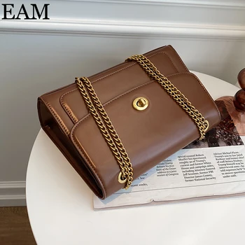 

[EAM] Chain Design New Mini PU Leather Flap Bags For Women 2020 Winter Lady Shoulder Handbag Female Fashion Cross Body Bag 8A436