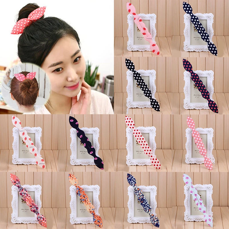 Korean Fashion Polka Dot Rabbit Ears Hair Bands Magic Sponge Headband