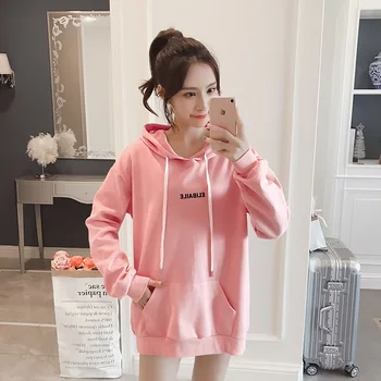 

Fashion Cute Women Hoodies Pink Letter Printed Long Sleeve Loose Hooded Sweatshirt Ladies Pullovers NS4046