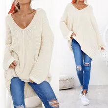 Женский свитер, модный Женский Повседневный джемпер с длинным рукавом и v-образным вырезом, шерстяные свитера, блузка, топы, зимние женские свитера для девочек, новинка