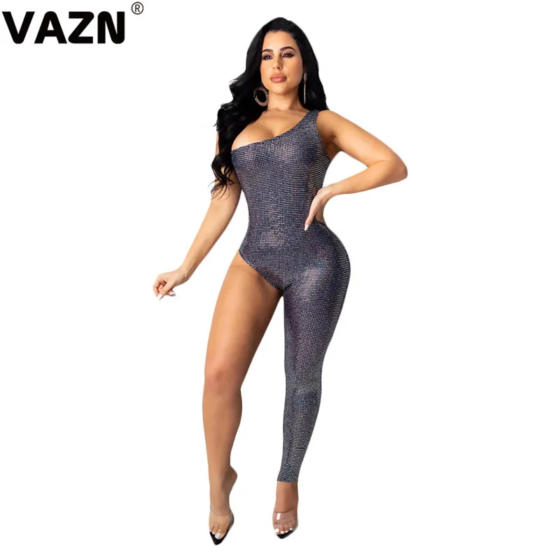 VAZN SN3701 новые необычные Сексуальные Клубные открытые модные однотонные штаны с открытыми плечами обтягивающие женские узкие комбинезоны