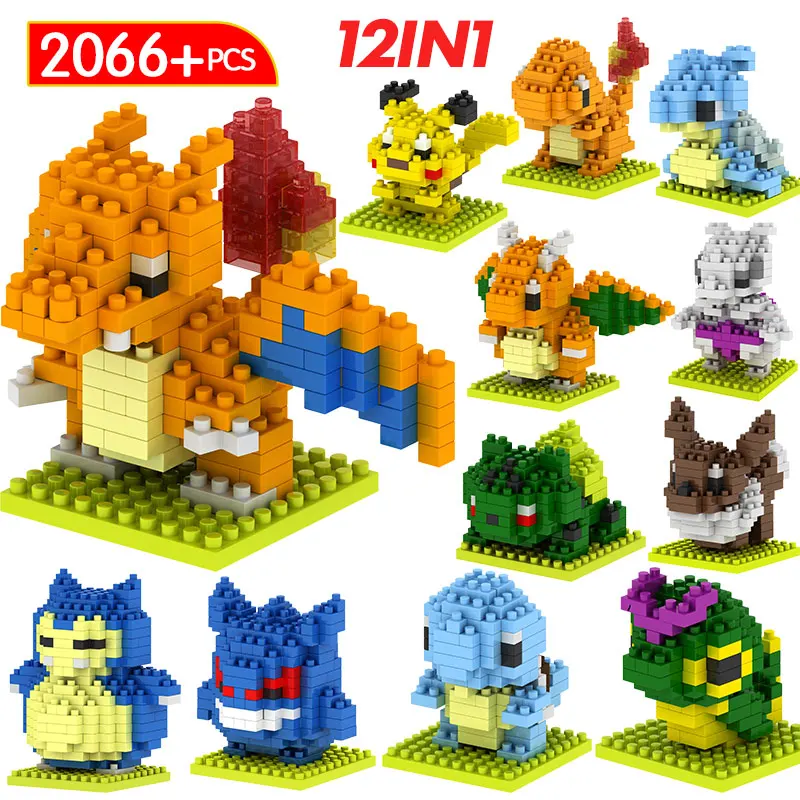 Najtaniej Mini kieszonkowy zabawki 12 w 1 Elf klocki Cartoon Pikachu potwory figurki akcji z anime klocki zabawki edukacyjne dla dzieci