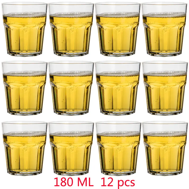 180ML 12PCS Акриловые пластиковые небьющиеся чашки для вечерние, семейные штабелируемые стаканы для сока, набор стаканов для питья, для соды, молока, пива, спиртных напитков - Цвет: 180ML 12PCS