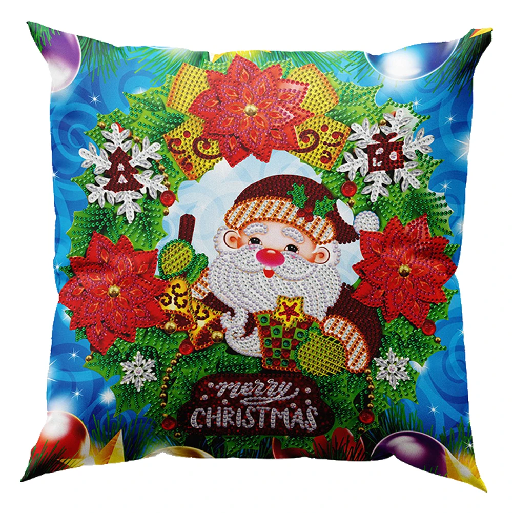 Christmas DIY Diamond Painting Pillow Case Set Home Decoration Painting Gift Christmas Pillow Case Drilling Pillow Cover 30x30cm 