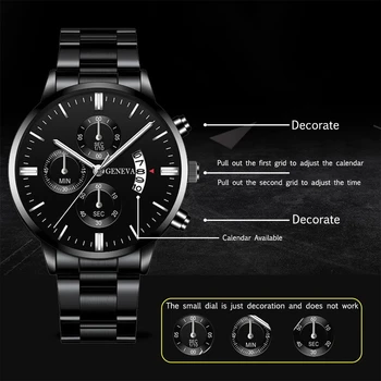 Fashion Mens Sports Watches Luxury Men Stainless Steel Quartz Wrist Watch for Man Business Casual Leather Watch 2