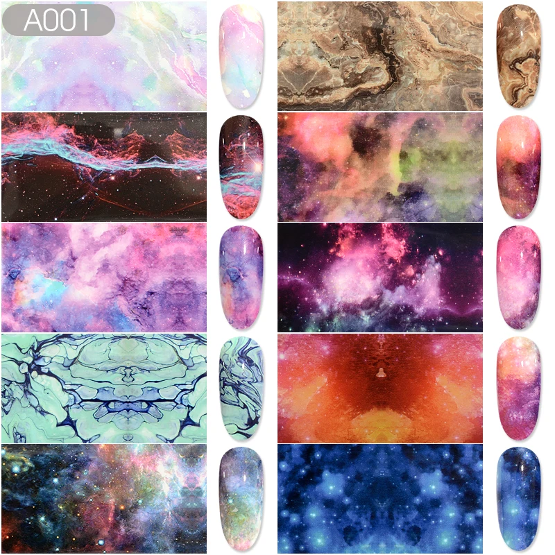 Gradient Rainbow Starry Sky Nail Foil Shimmer Japanese Syle for Nail Art Sticker Set Transfer Foils DIY Salon Wraps Decals