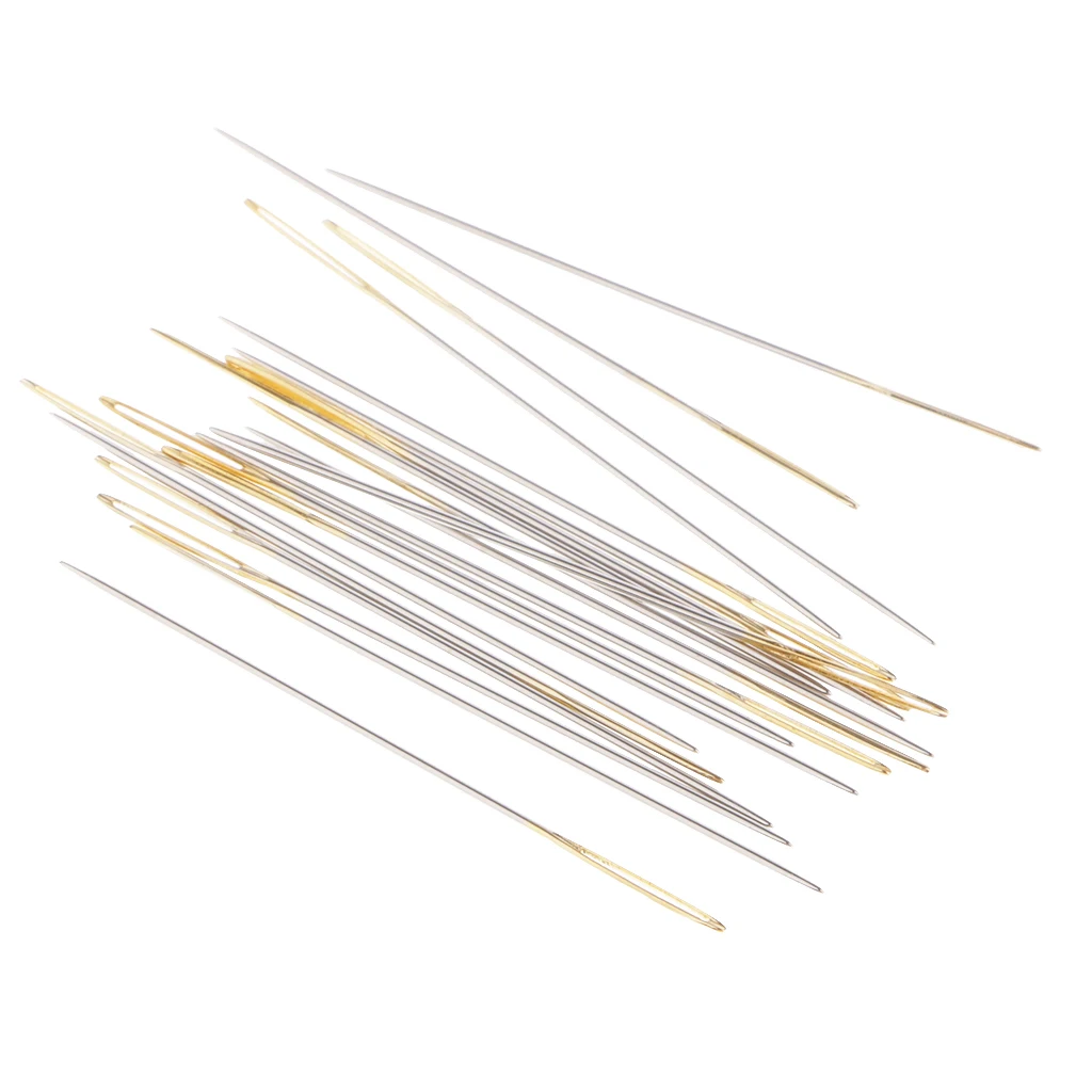 20Pcs Golden Tail Embroidery Fabric Cross Stitch Needles Hand Sewing Craft Tools Size 28