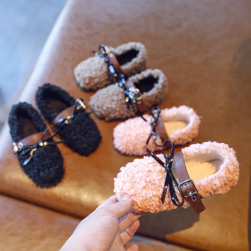 

Mi bu Children Cotton-padded Shoes 2019 Winter New Style Girls Furry Shoe Korean-style plus Velvet Baby Two Cotton-padded Shoes