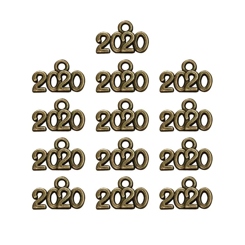 50/100pcs Gold Silver Alloy Number Year / Charms Pendants For DIY Necklace Bracelet Jewelry Making Pendant - Окраска металла: Bronze 100pcs