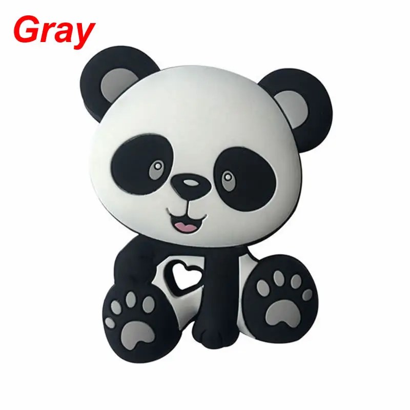 Gray Панда бусины Детские Игрушки Силиконовые Прорезыватель Соска-прорезыватель для зубов DIY цепь кусать Жевательная Подвеска для детей младенцев - Цвет: Gray