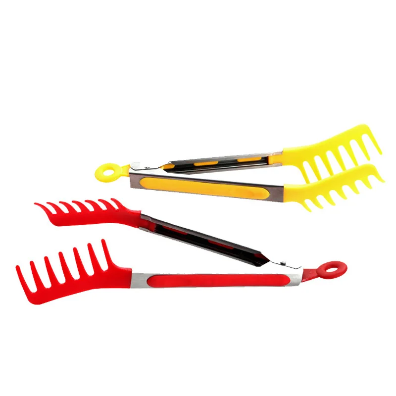 Nylon Noodle Tongs Pasta Food Clips Handle Steel Stainless Accessories Kitchen Cooking Home Spaghetti Tongs Utensils