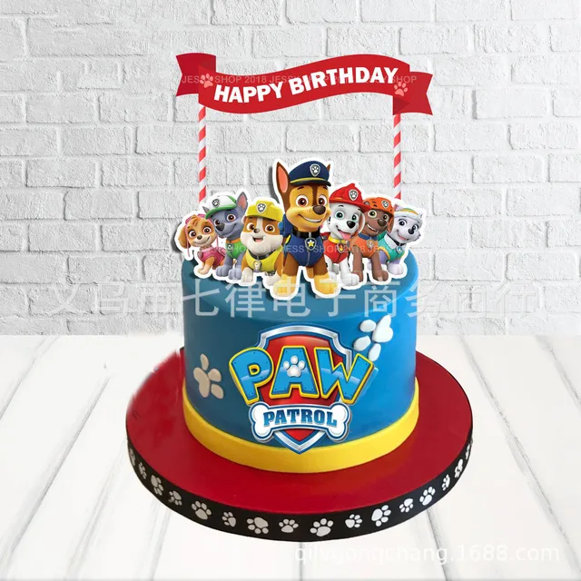 Paw Patrol Cake Decoration Set Children's Birthday Party Plug-in Cartoon Figures Baking Supplies Kids Anime Kawaii Cup Cake Card 3pcs card set 28g
