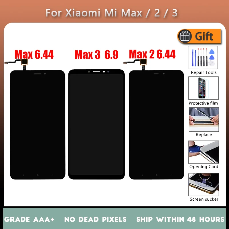 ЖК-экран в сборе для XIAOMI Mi Max 2 3 с передним чехлом черный ремонтным инструментом и