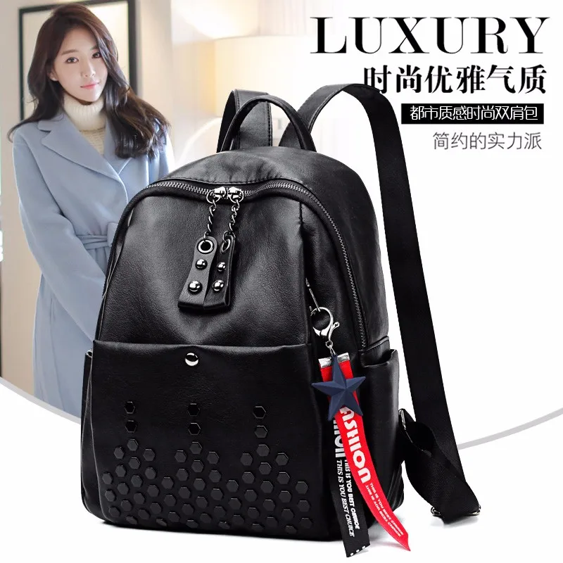 

New lady backpack fashion trend backpack high quality backpack travel shopping pu leather backpack