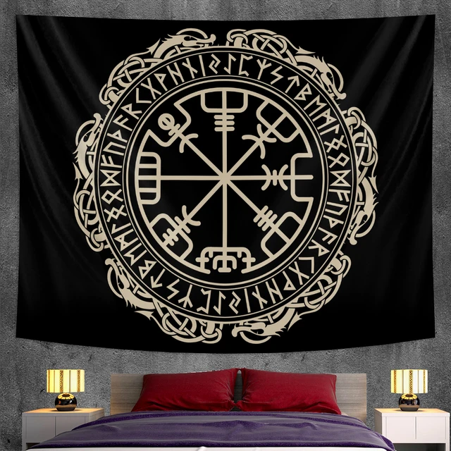 Grande tapisserie murale en tissu, style Viking, Hippie, Boho, celtique,  décoration de chambre Kawaii, décoration murale Witchcraft - AliExpress