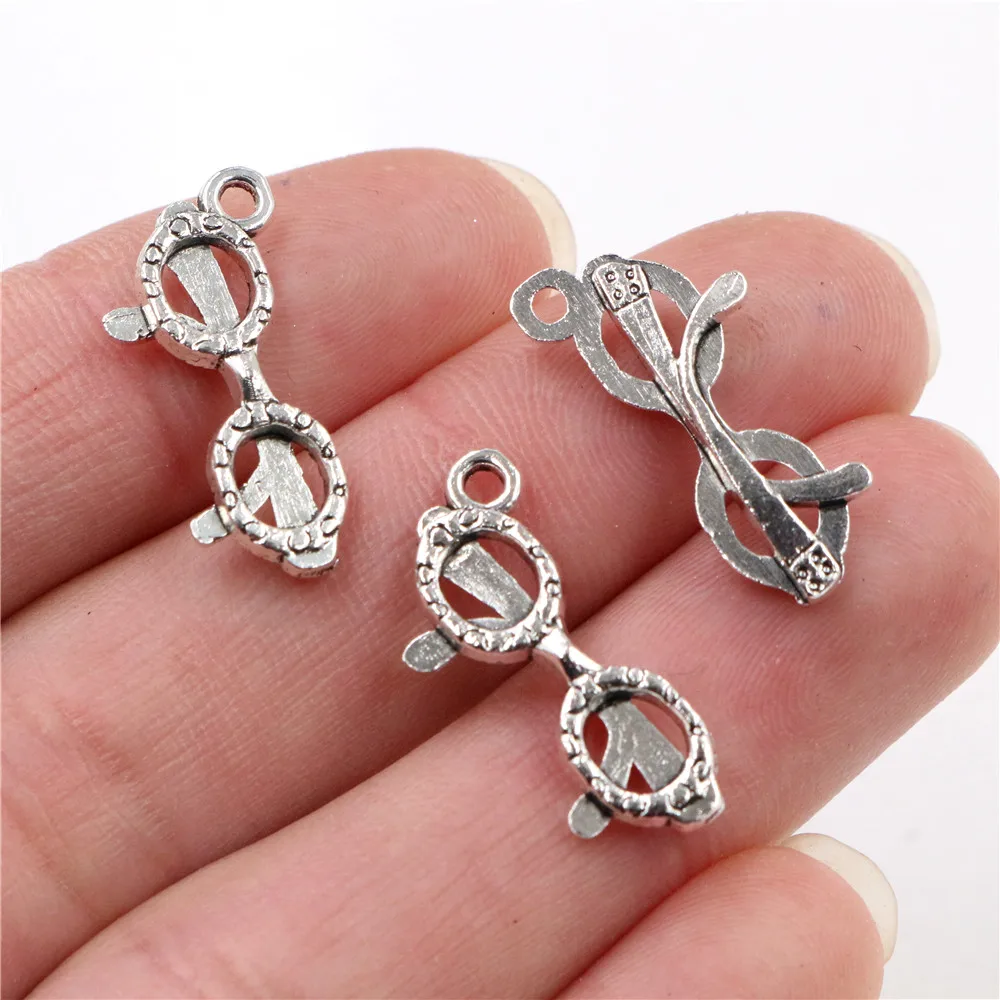 23x11mm 30pcs Antique Sliver Plated Glasses Handmade Charms Pendantdiy