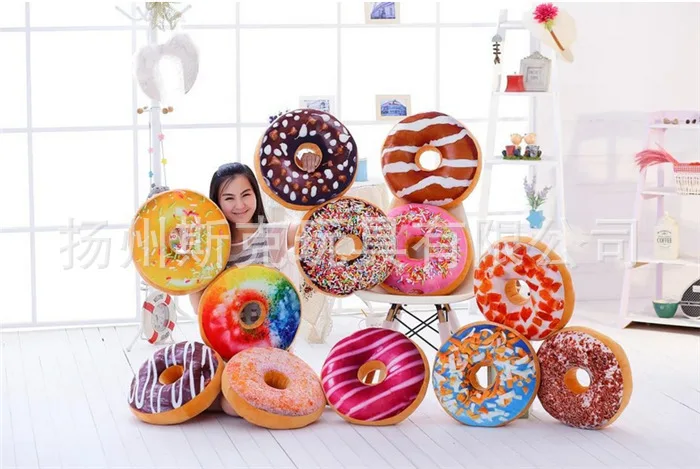 Оптовая продажа от производителя; креативные модели пончики плюшевые игрушки в форме пончика подушки с круглыми спинками, подушка с ворсом