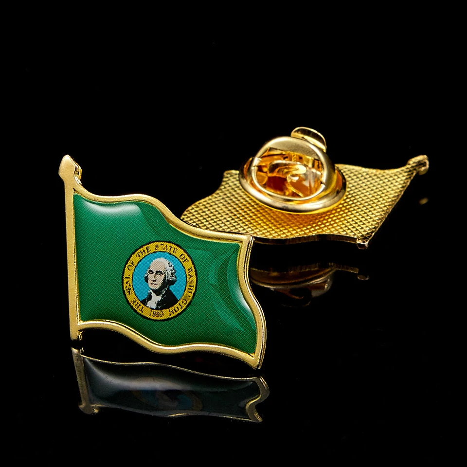 

State of Washington Northwest USA Flag Lapel Pin Patriotism Metal Safety Pins Collectible