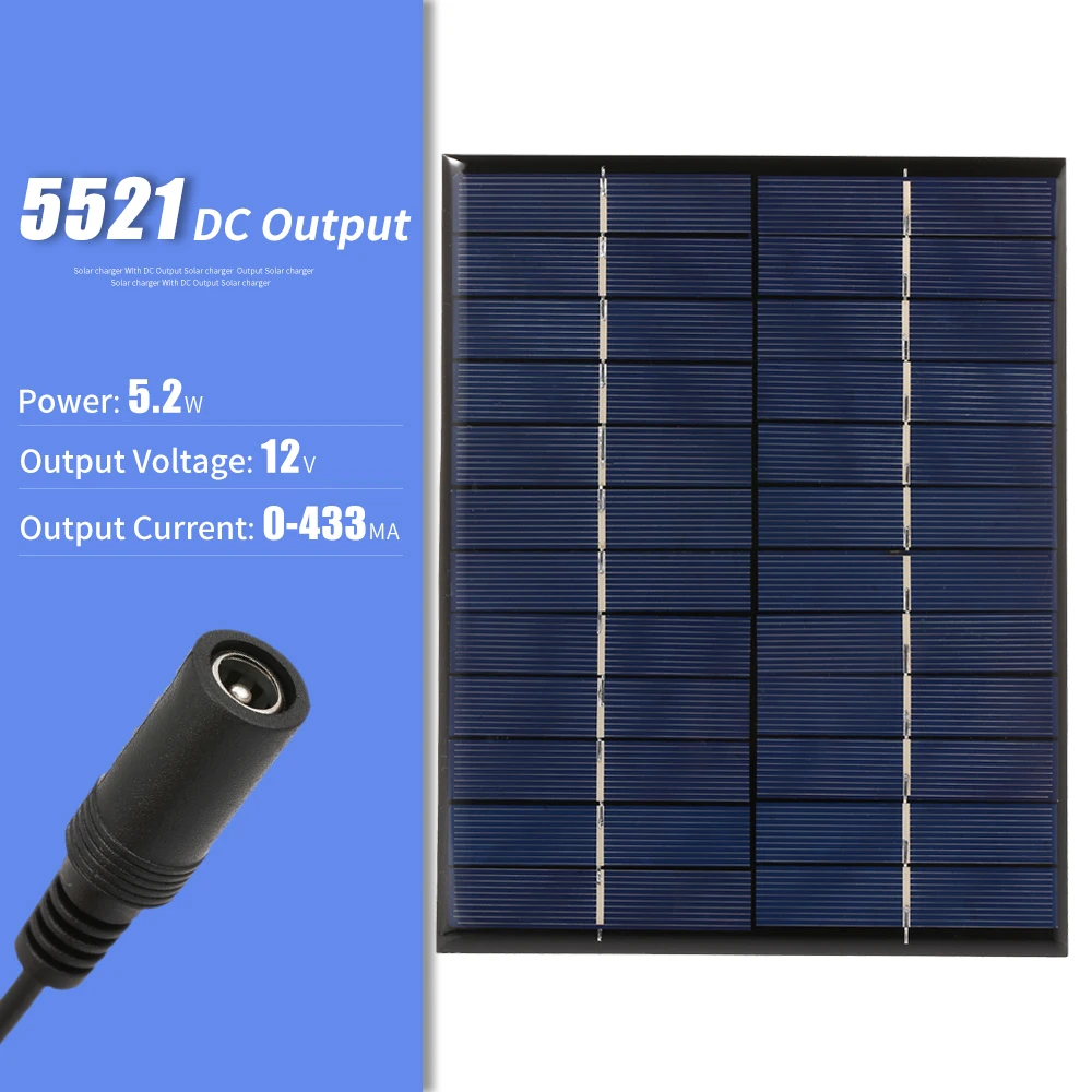 

Compact Polycrystalline Solar Panel 210*165mm Portable 5.2W/12V DIY Solar Battery Charger For Phone Cell Garden Solar Water Pump