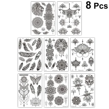 

8 Sheets Tattoo Vintage Temporary Adhesive Waterproof Decal Paste Stickers Tattoo for Hand Leg Arm Body