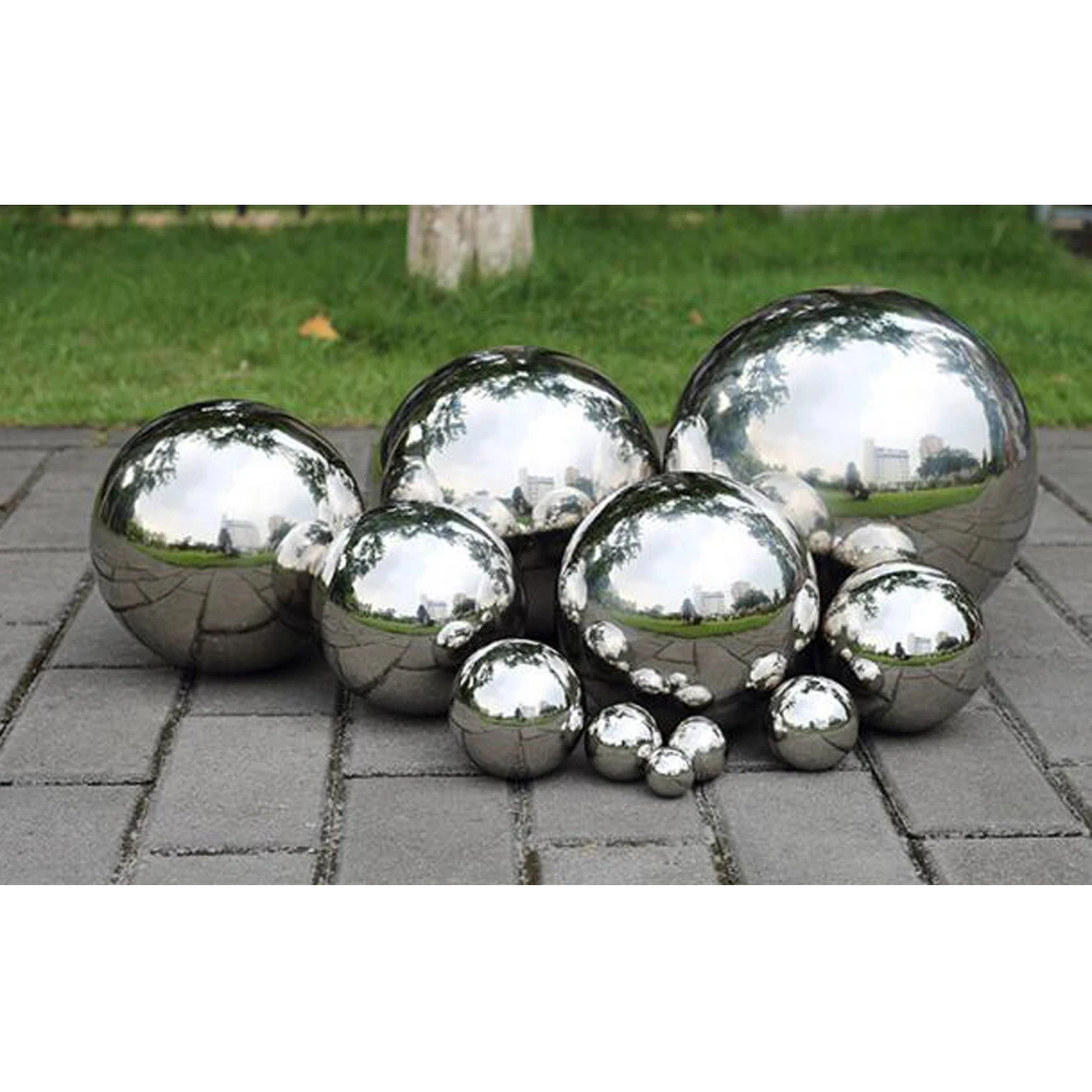 1pc Stainless Steel Mirror Polished Sphere Hollow Round Ball Home Garden Decor Shopping Mall Ornament