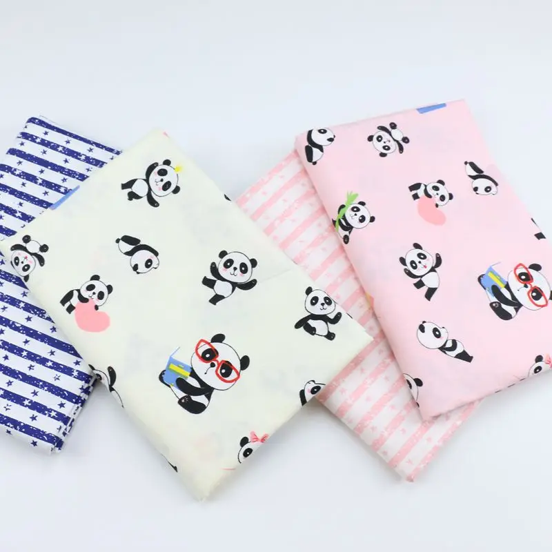 

SRaekar 160x50cm Catoon Panda Cotton Fabric DIY Clothes Baby Cushion Blanket Scrapbook Decor tecidos para costura tissus tilda