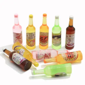 

10/50pcs New Arrive Dollhouse Miniature Resin Mini Drink Bottle Charms Kawaii Simulation Drink Bottle Doll Food Drink