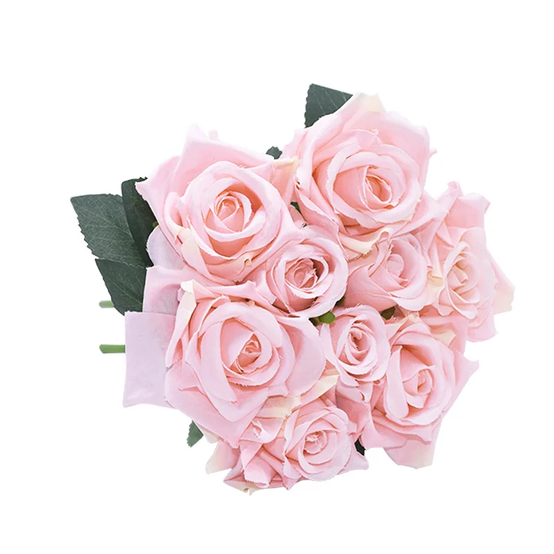light pink 1 букет искусственных роз Свадебный букет невесты Свадебные цветы для свадьбы украшение дома вечерние принадлежности Флорес - Цвет: light pink