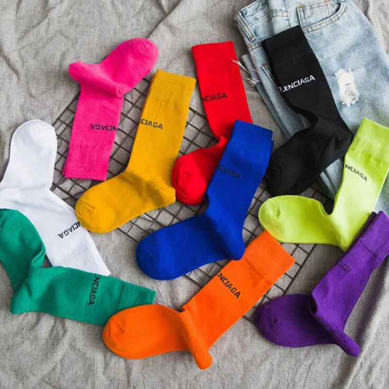 Harajuku Cotton Cute Candy Color Socks Casual Women Short Piles Heap Fashion Solid Simple Sox Girl's Sokken Hosiery | Женская одежда