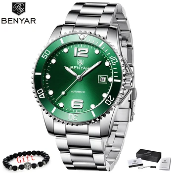 

BENYAR Top Brand Automatic Watch Men Luxury Mechanical Watches Mens Leisure Business Clock Man Green mechanical-watches 2019 New