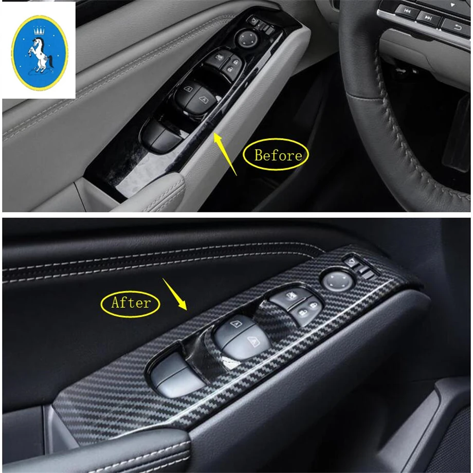 

Yimaautotrims Armrest Window Glass Lift Button Cover Trim Fit For Nissan Teana Altima 2019 Auto Accessory Carbon Fiber Matte ABS