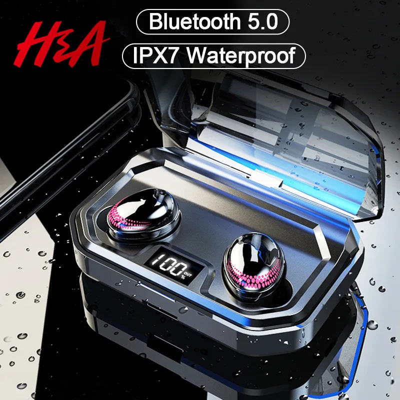 Skup H   A TWS Bluetooth V5.0 HIFI bezprzewodowe słuchawki 8D Stereo Sport zestaw słuchawkowy z pudełkiem ładowania Mic dla iPhone xiaomi
