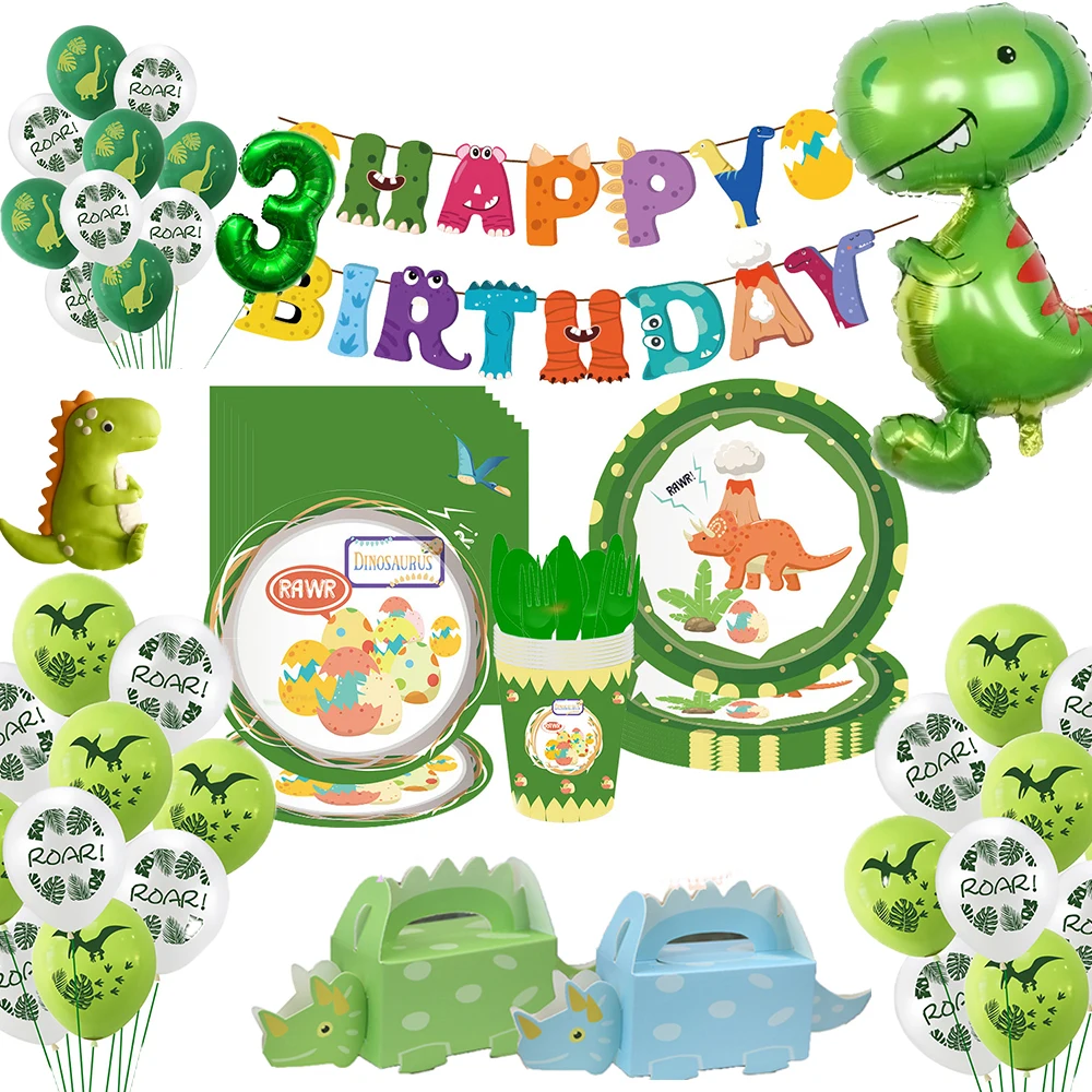 Juego de globos con números de dinosaurios, Decoración de cumpleaños,  vajilla desechable para fiesta, plato, taza, globo de dinosaurio,  decoración para Baby Shower|Decoraciones DIY de fiestas| - AliExpress