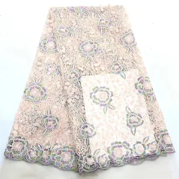 

New French Net Lace Fabric 2020 High Quality African Tulle Lace Fabric With Rhinestone For Nigerian Wedding dress ro16-7
