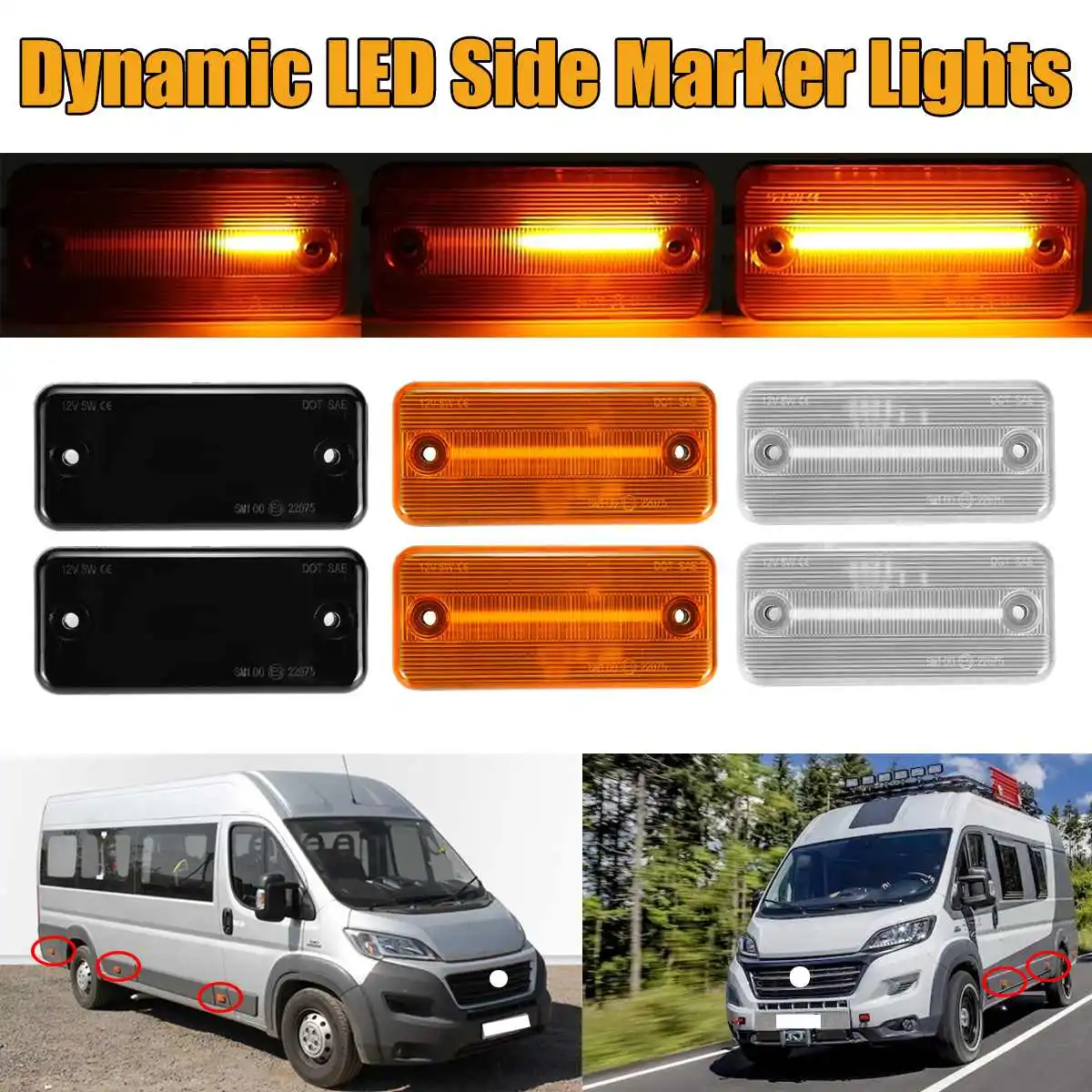 US $14.63 26pcs Dynamic LED Side Marker Lights Flowing Turn Signal Light for Iveco Fiat Ducato Citroen Relay Peugeot Boxer Renault VOLVO