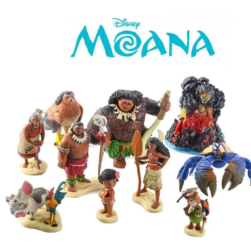 10 шт./компл. disney цифры Juguetes с героями мультфильма «Моана»; принцесса кукла игрушка из ПВХ, движущаяся фигурка, модель игрушки для детей, подарок на день рождения для девочки 2D02