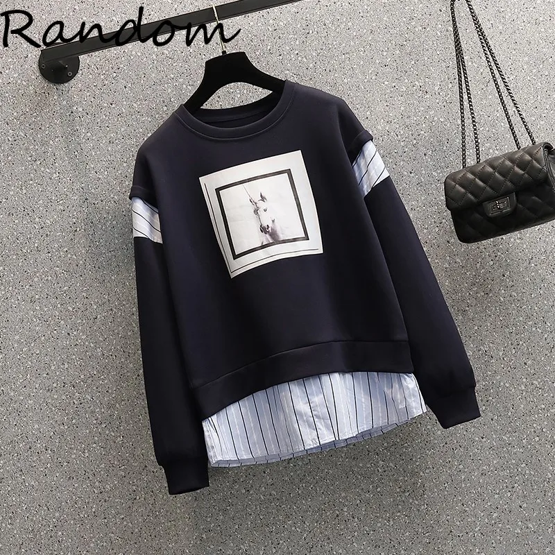 

Женский свободный пуловер в полоску, с длинным рукавом и круглым вырезом