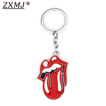 

ZXMJ Big Tongues Keychain Keyring Rock Band Big Tongue Key Fob Metal Pendant Chaveiro Car accessories Holder for fans gift Hot