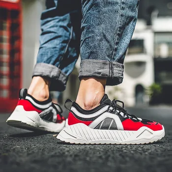 

Fashion Casual Shoes Men Lightweight Breathable Mesh Reflective Sneakers Men Outdoor Lace Up Non-slip Krasovki Tenis Masculino