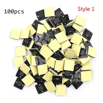 100 Uds. Soportes autoadhesivos para sujetar cables con abrazaderas. 2