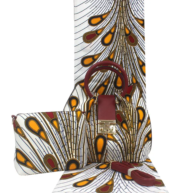 Новое поступление моды настоящая мягкая новая восковая ткань с женской сумочкой набор африканская Анкара восковая сумка для шитья h1906