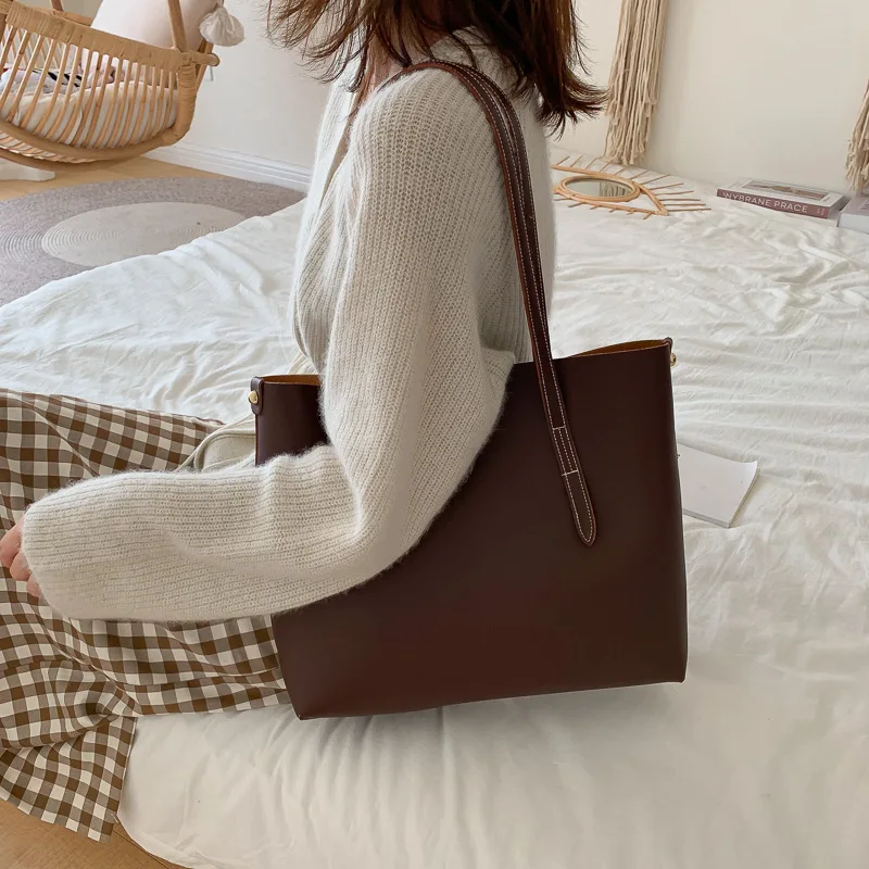 

WOMEN'S Bag Large Capacity Tote Bag 2019 New Style Europe And America Fashion Shoulder Large Bag Simple Picture Handbag