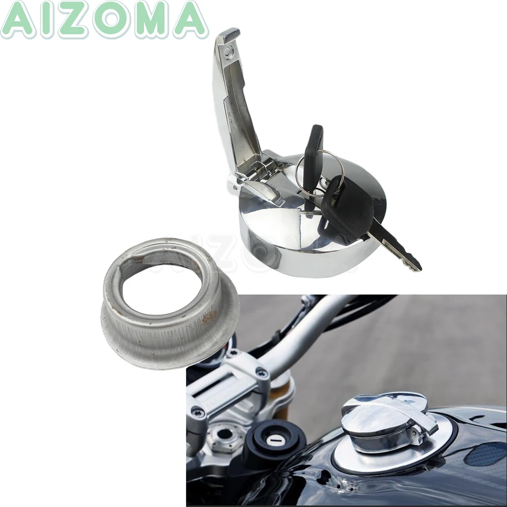 

Cafe Racer Vintage Oil Fuel Gas Tank Cap Cover w/ Filler Neck Lock Kit For Yamaha XS RD XJR Honda CB CM GL Suzuki GS GL Triumph