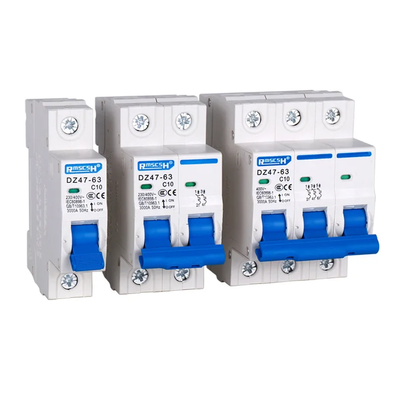 Монтажный выключатель на Din-рейку DZ47 1-4 Pole 3A/6A/10A/16A/20A/32A/40A/50A/63A 400V типа C Mini MCB 35 мм |