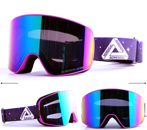 Мужские лыжные очки магнит Анти-туман УФ-маска зимние сферические зеркальные очки Защита сноуборд страйкбол очки двойные линзы - Цвет: Model B2
