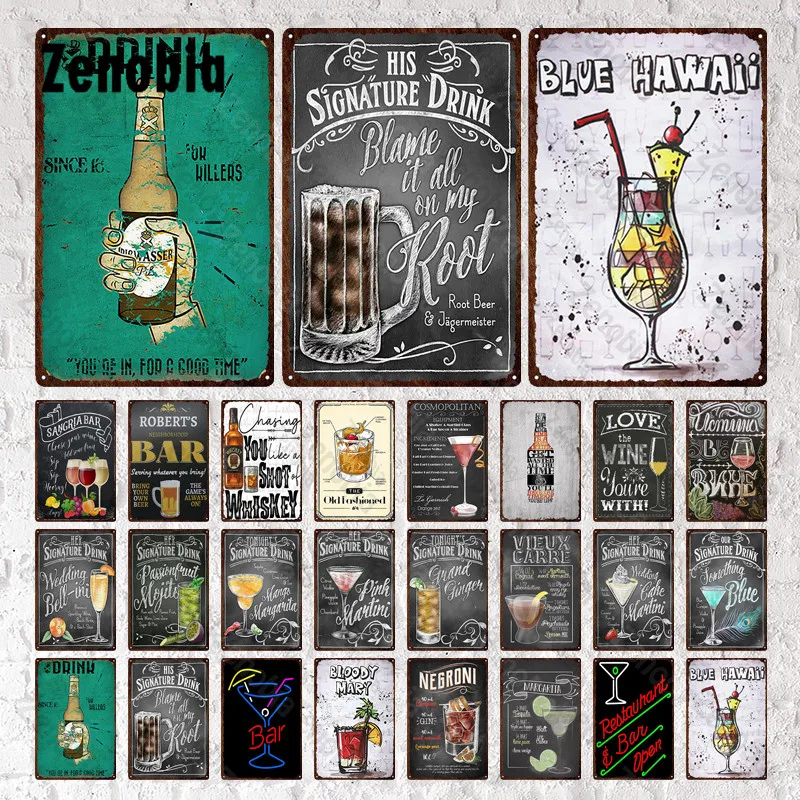 

Классический пивной металлический знак His Singature Drink Blve, гавайская стандартная табличка, настенные наклейки Mman, пещера, бар, паб, клубный Декор